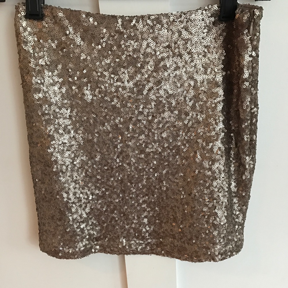 Revolve Tight Gold Sequin Mini Skirt